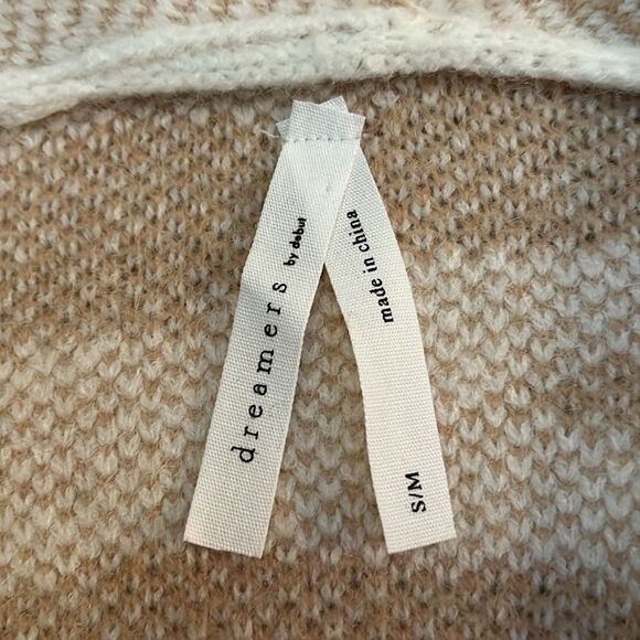 Dreamers cream and tan oversized zebra print cardigan sweater size small/medium - Picture 6 of 7